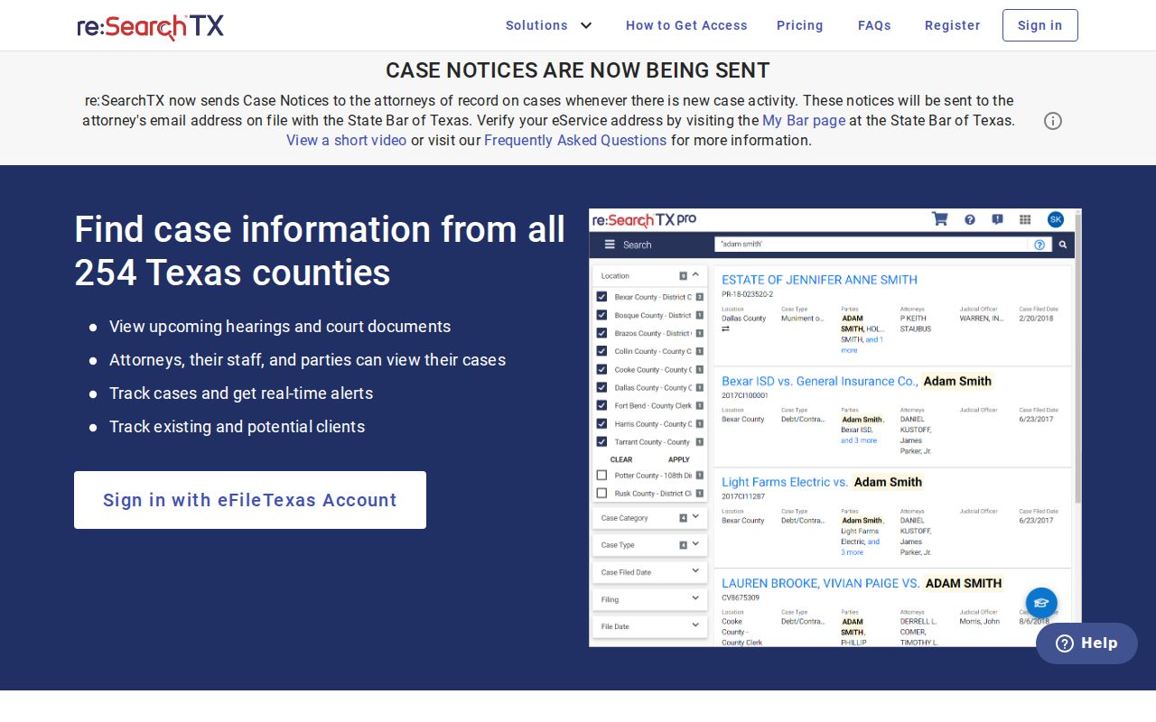 Jeff Davis County case search entry through re SearchTX